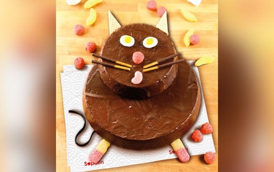 Gâteau au chocolat en forme de chat